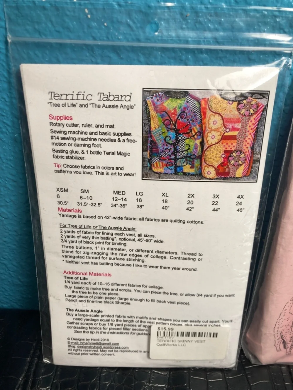 2 Vest Patterns: “Terrific Tabard aka Skinny Vest” and “Color Me Cats Cats Vest”